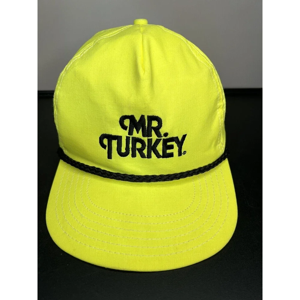 Vtg Mr Turkey Hat Trucker Style  Baseball One Size‎ Snapback Cap bright yellow